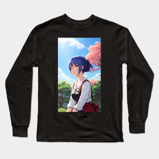 Anime Girl With Blue Hair 01 Long Sleeve T-Shirt